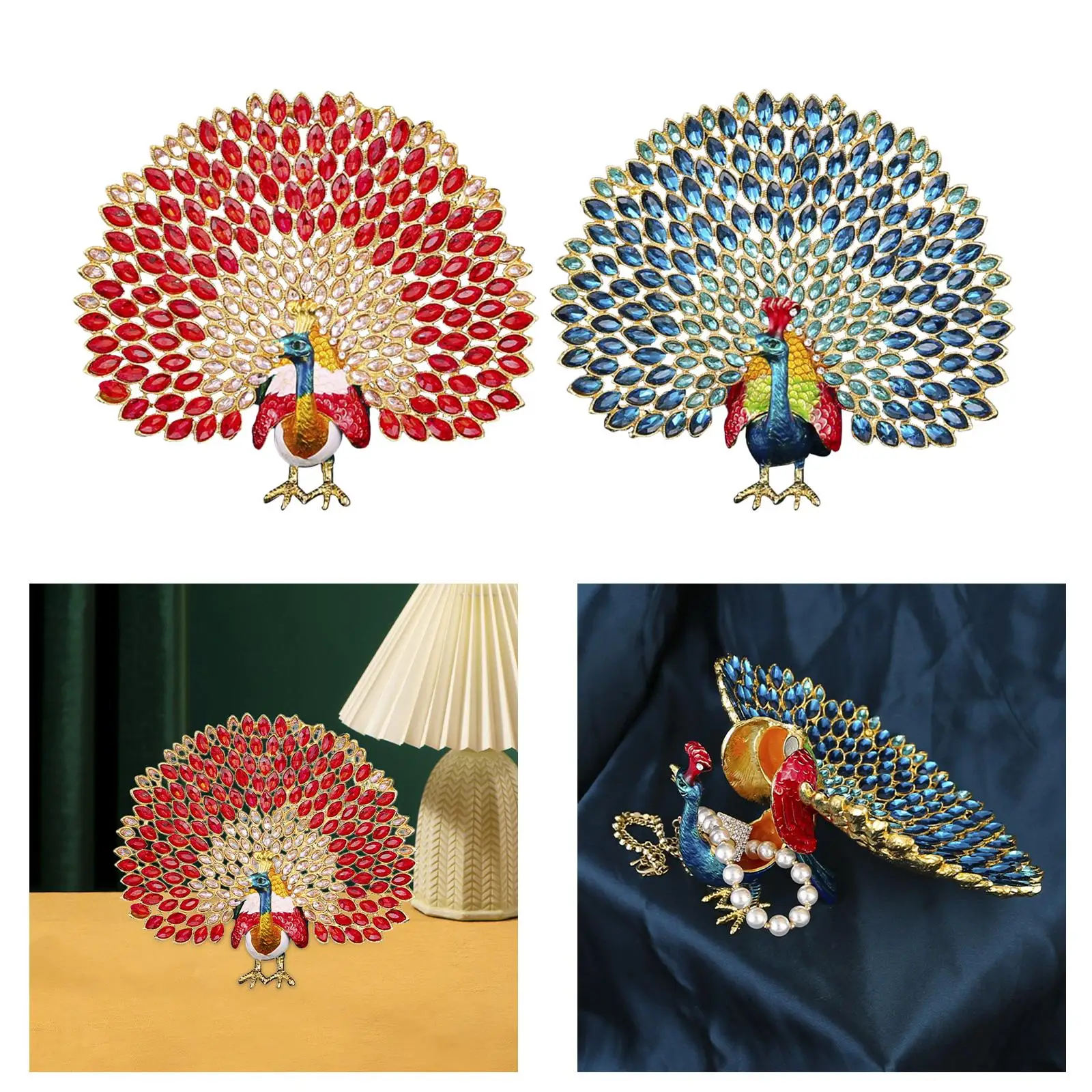 

Peacock Trinket Box Animal Figurine Unique Sculpture Classical Elegant Gift