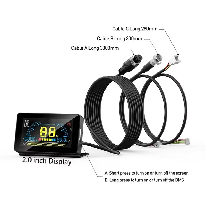 B76B For JIKONG BMS LCD Display 2.0 Inch, Voltage Current Temperature SOC Monitor, Accessory for JK BMS