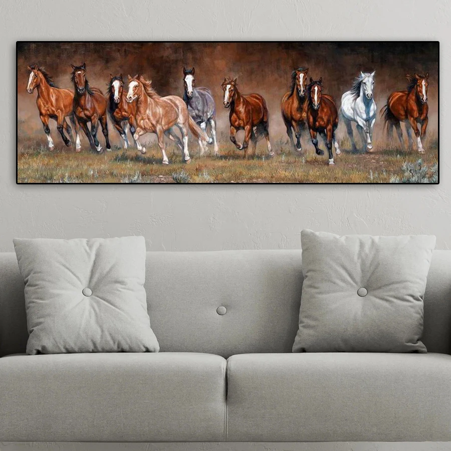 Fullcang Extra Large Size Diamond Painting New Arrival 2024 Running Horse Diy Full Mosaic Embroidery Animals Picture Wall Decor