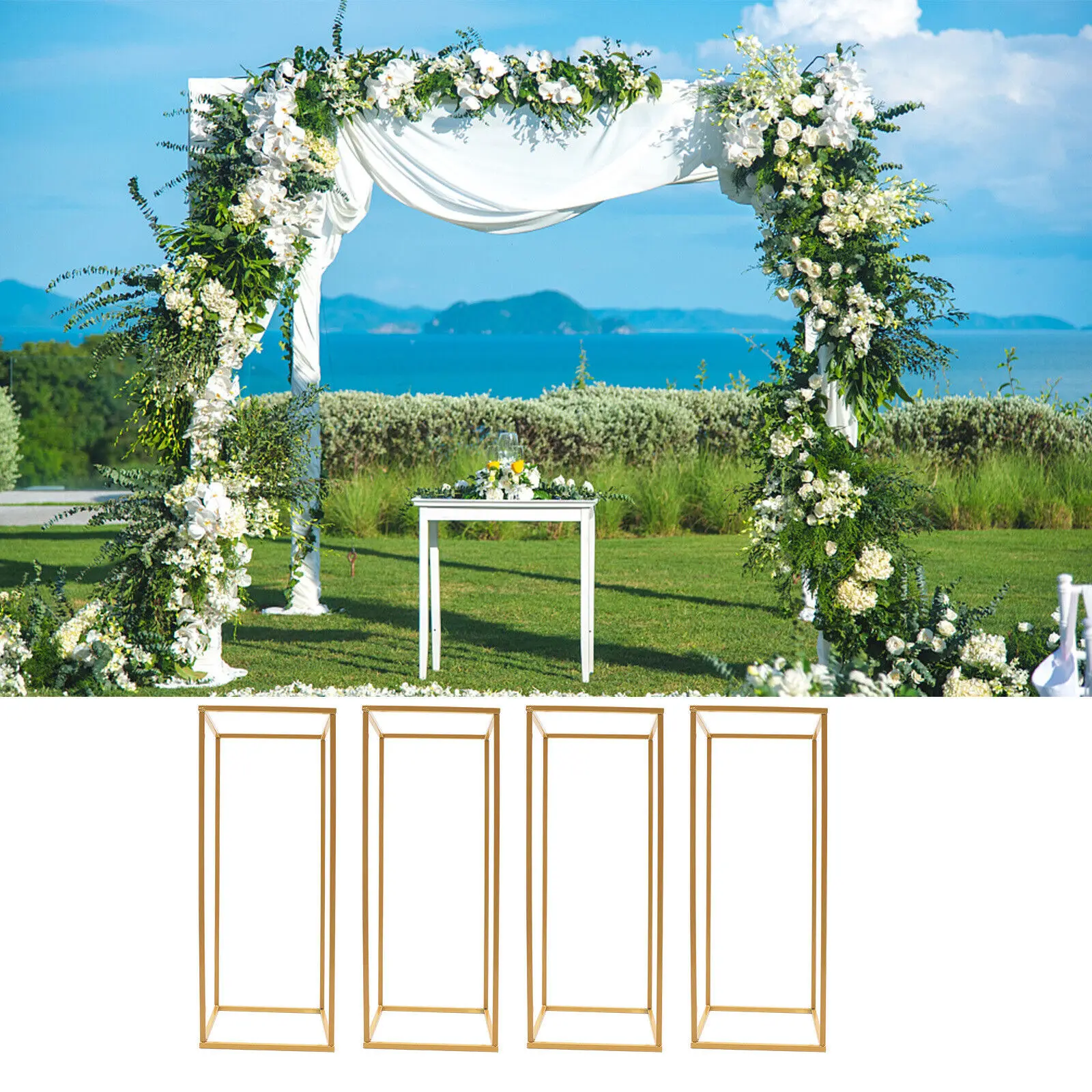 

4Pcs Metal Flower Stand Party Wedding Centerpiece Column Holder Rack Decor