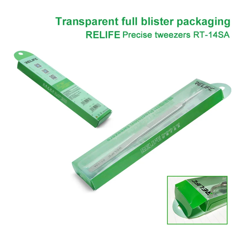 RELIFE RT-14SA RT-14A High Hardness Sharp/Curved Tweezers for Precise Maintenance Anti-rust Repair Clamping Hand Tools