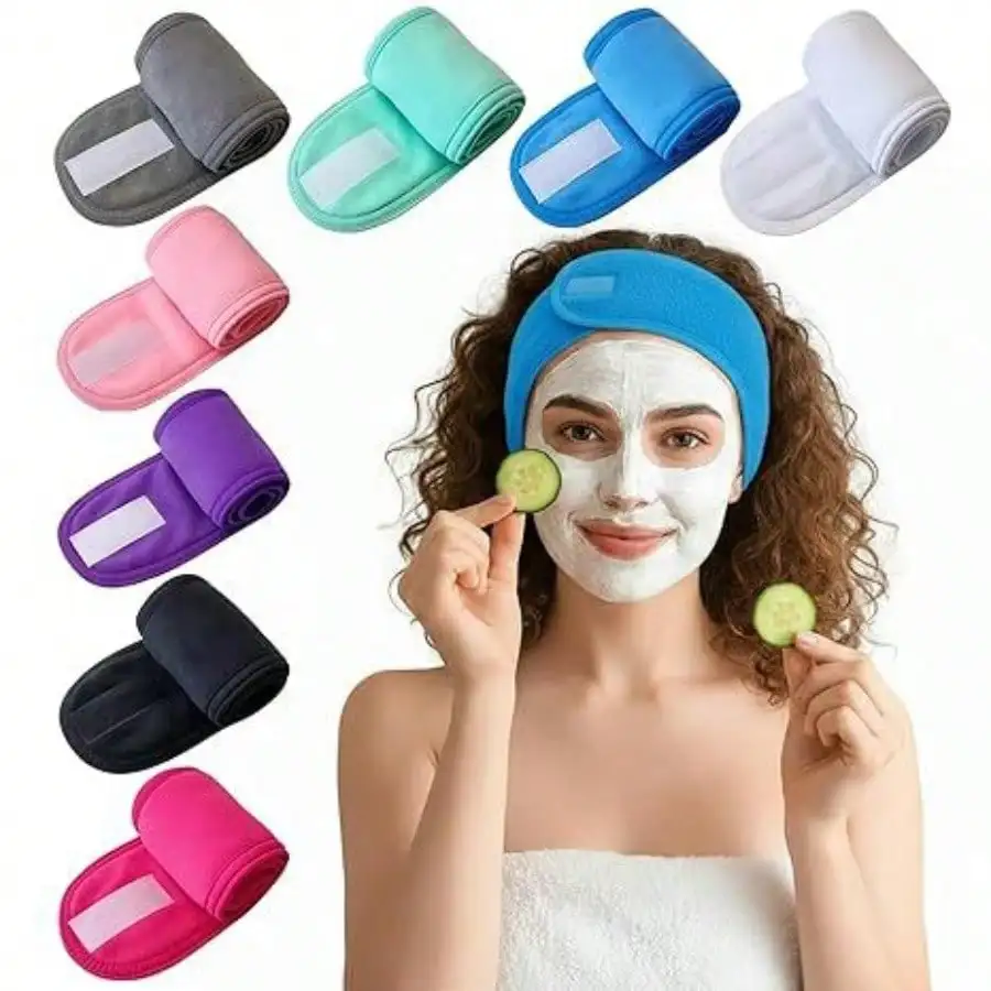 

Skincare Makeup Facial Washing Headband, Non-slip Maternity Hair Band, Breathable Sports Hair Wrap With Adjustable Velcro For Spring & Summer