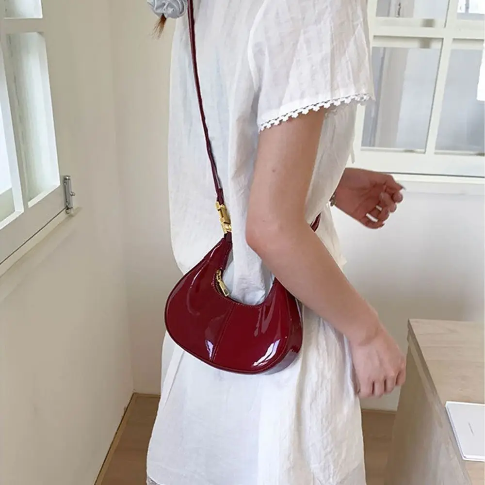 

Casual Solid Color Half-moon Crescent Bag Simple Versatile Pu Leather Handbag Y2k Leisure Women's Coin Purses Girls
