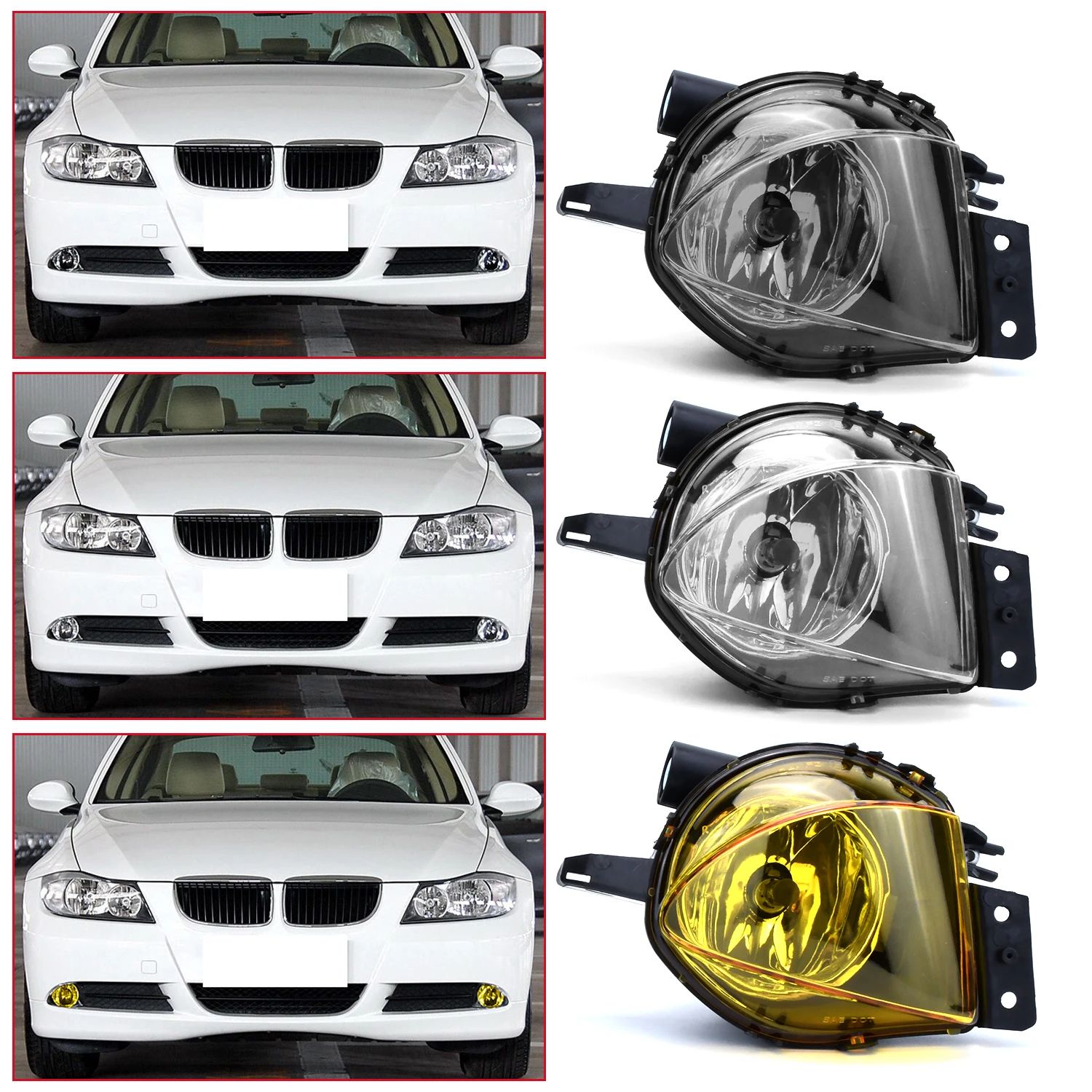 

Car Fog Lights light for BMW E90 E91 328i 328xi 325i 325xi 330i 330xi 2005-2008 bumper fog lamps halogen Clear Smoke Amber Lens