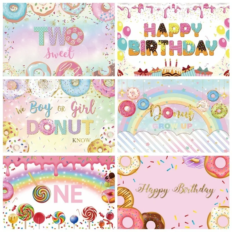 Sweet Baby Birthday Candy Bar Backdrop Donut Shop Ice Cream Car Cupcake Lollipop Party Photography Background Girls Photo Studio