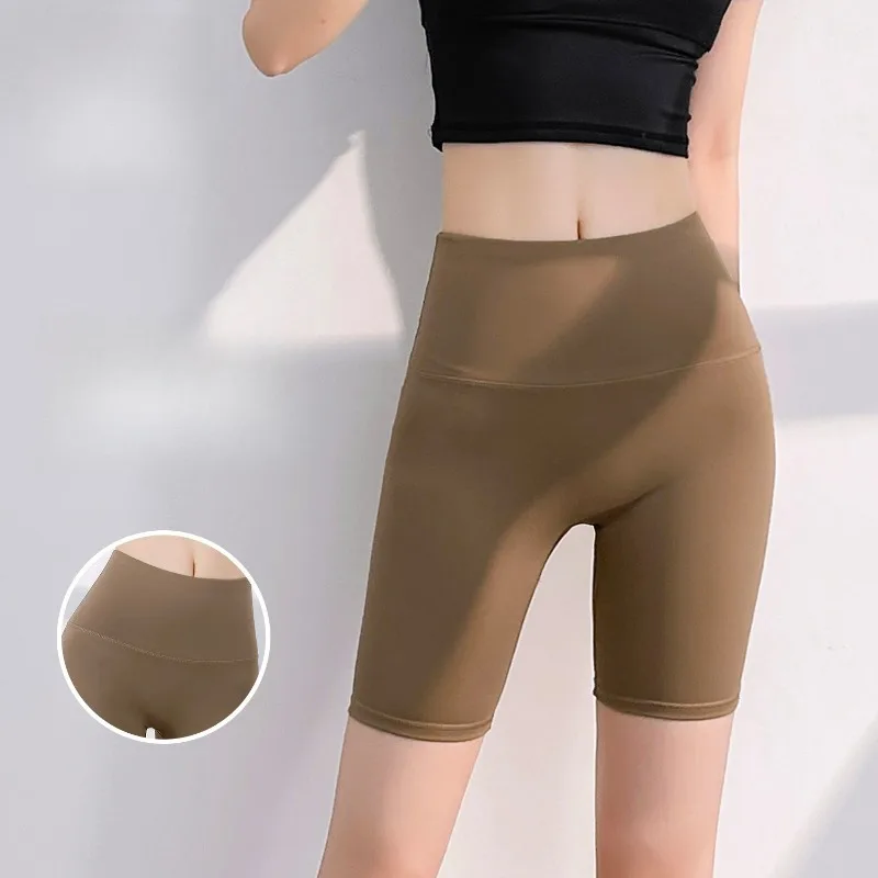 

Новые шорты для йоги в простом стиле телесного цвета с высокой талией, узкие брюки для йоги персикового цвета, пять спортивных штанов для фитнеса и йоги