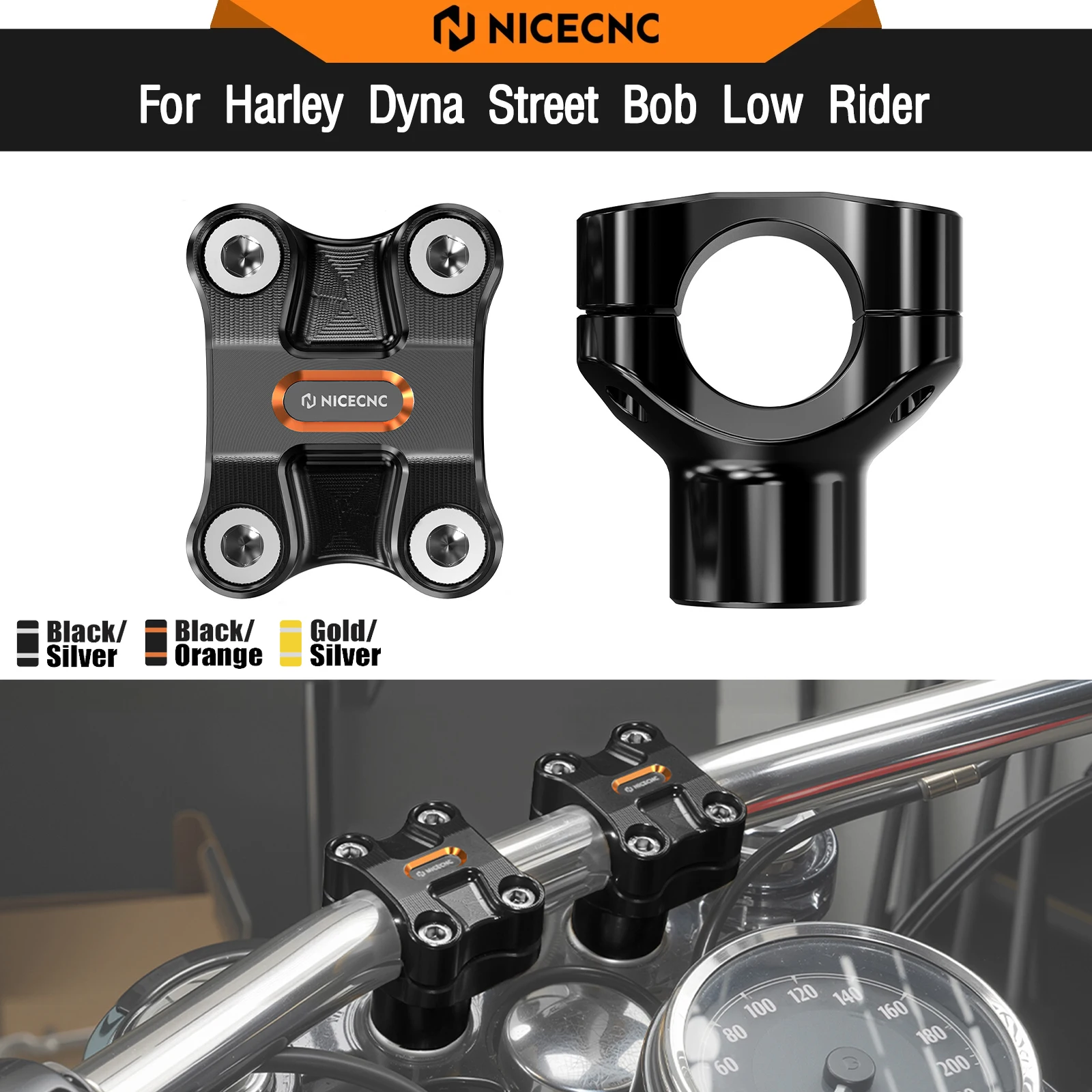 

For Harley Dyna Street Bob FXDB 2006-2017 2" Handlebar Risers Super Glide FXD Low Rider FXDL Fat Bob FXDF Wide Glide 1.25" Bar