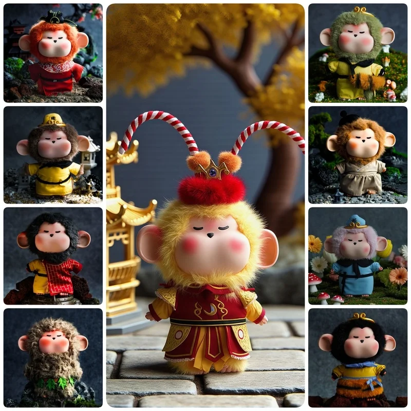 

Аутентичная серия Thunder Monkey Journey To The West, слепая коробка Qitian Great Saint, плюшевая фигурка, украшение для рабочего стола, милый день рождения G