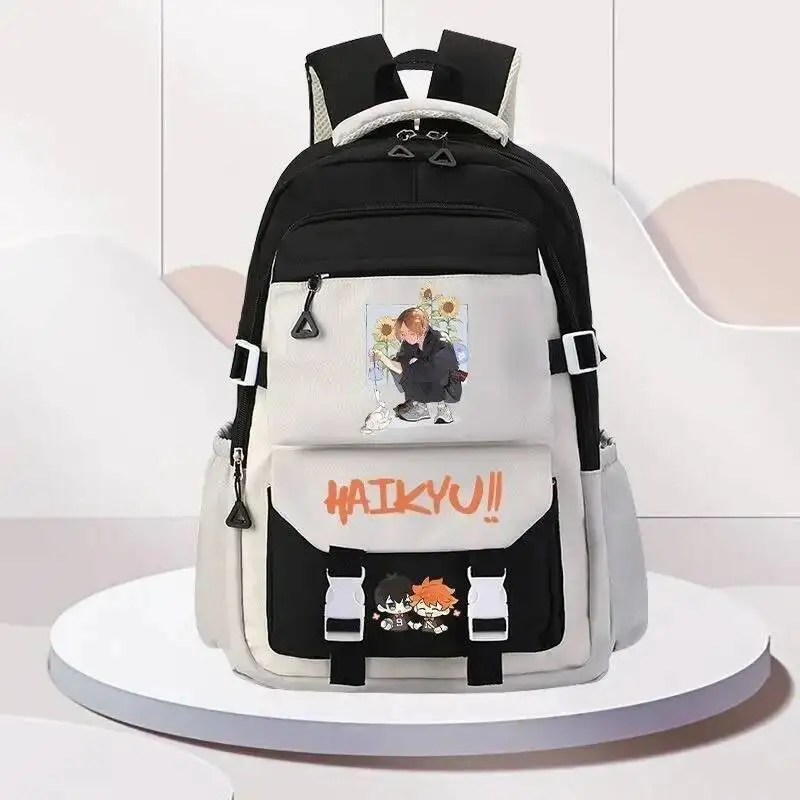أنيمي لعبة تنفس شبكة أسود أزرق بني أخضر أرجواني Haikyuu طالب المراهقين حقائب مدرسية حقائب الظهر