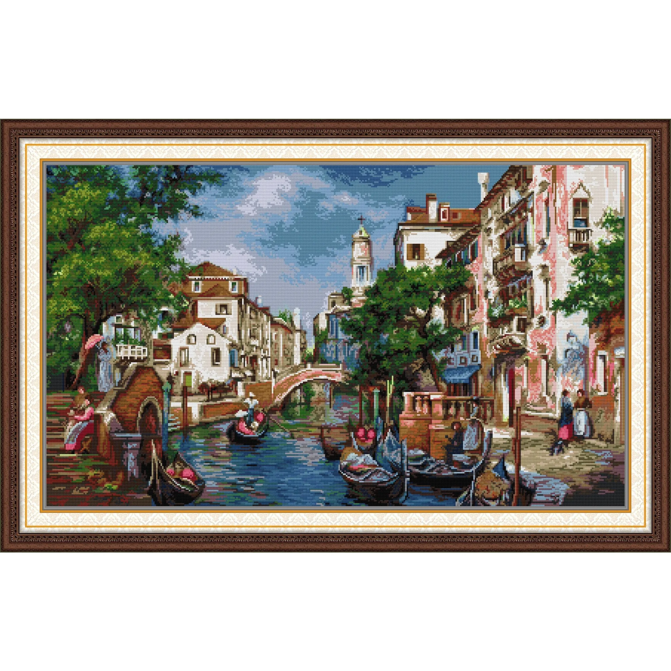 

Soulgift News Набор для вышивки крестом с предварительной печатью, штампованная ткань Aida с нитками DMC, набор для вышивания - Sao Paulo Street