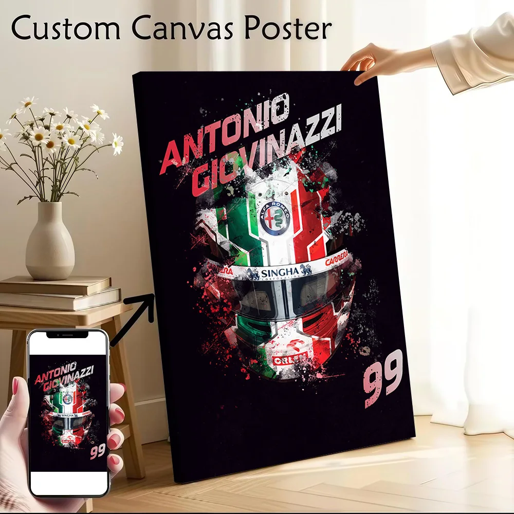 Antonio Giovinazzi F-Racing Printed Canvas Wall Art Customizable Paintings Poster Perfect Gift for Bedroom Decoration Wand Deko