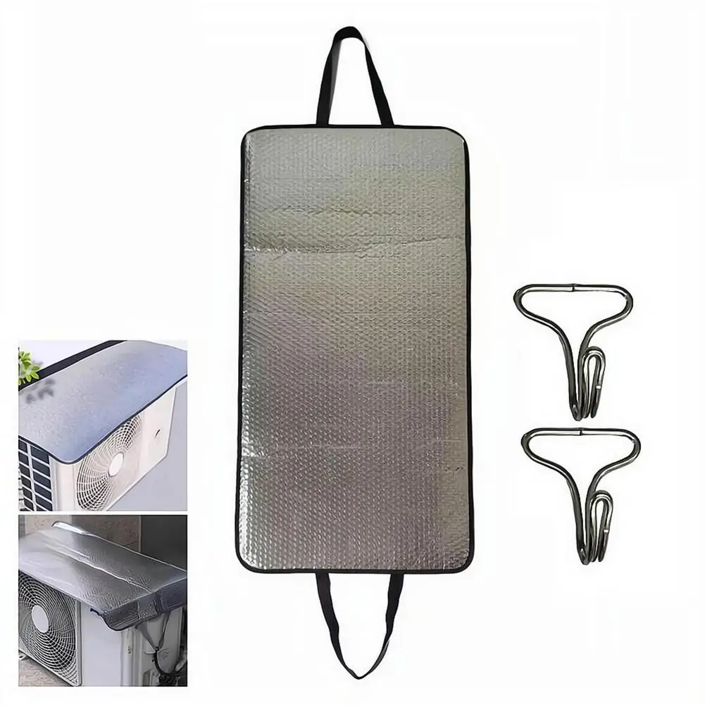 100x45cm Air Conditioner Outdoor Cover Silver Heat Reflective Sunshade for AC Condenser Waterproof Windproof PVC Shield