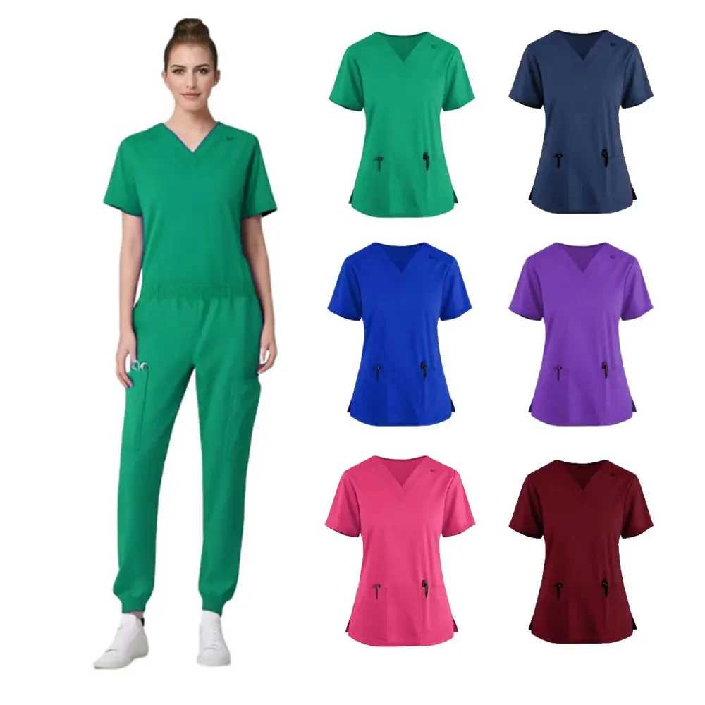 

Multicolor Unisex Short Sleeved Pharmacy Nurse Uniform Hospital Doctor Workwear Oral Dental Surgery Uniforms Medical Scrubs Sets