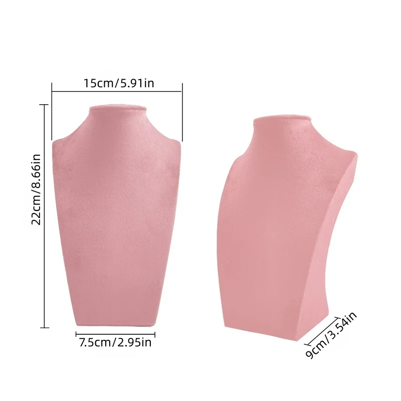 Velvet Covered Necklace Bust Display Stand Multi Color Mannequin Torso Jewelry Bust Holder Store Showcase Photo Shooting image 3