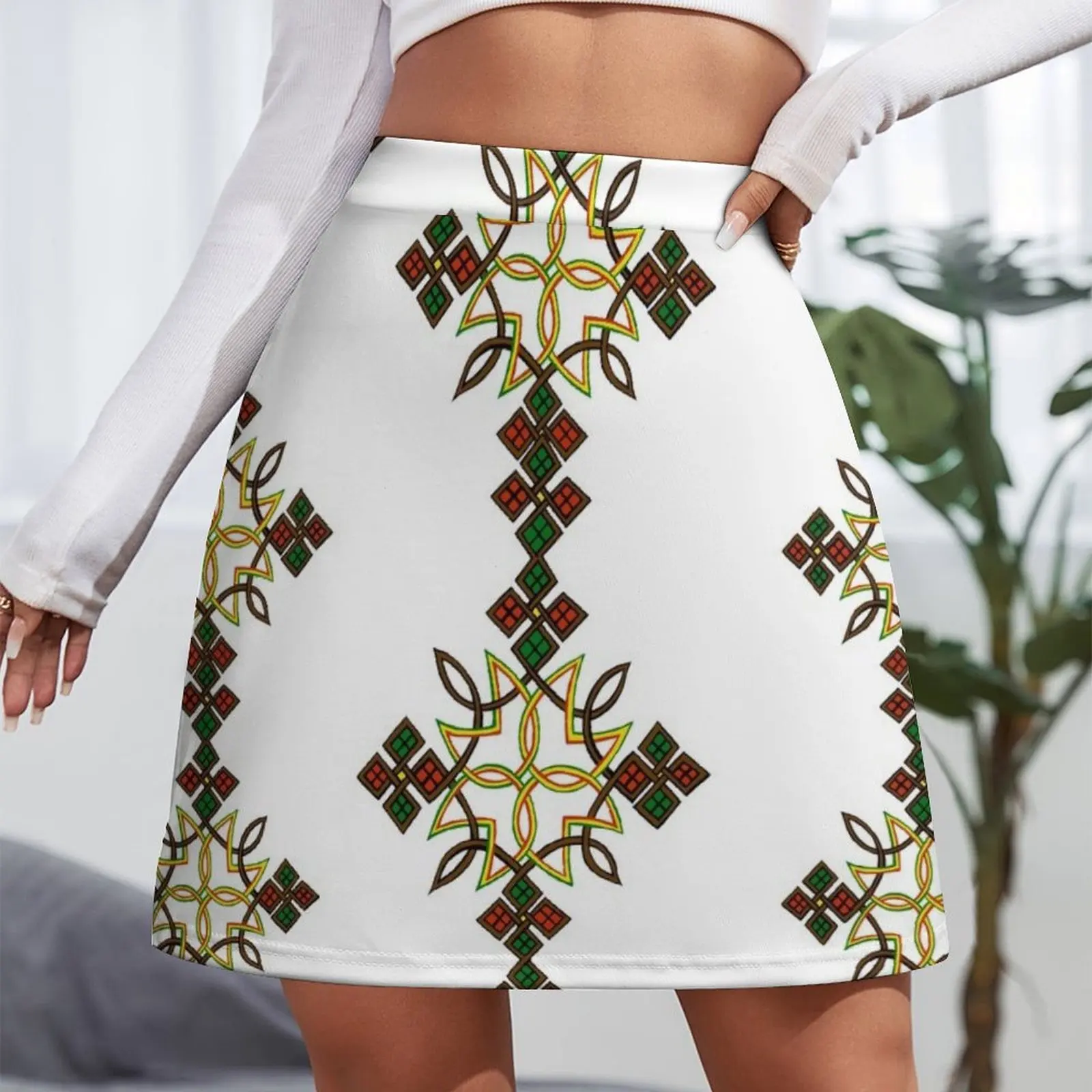 Ethiopian Art Cross Mini Skirt womens clothing skirt for woman women's golf wear summer Mini Skirt