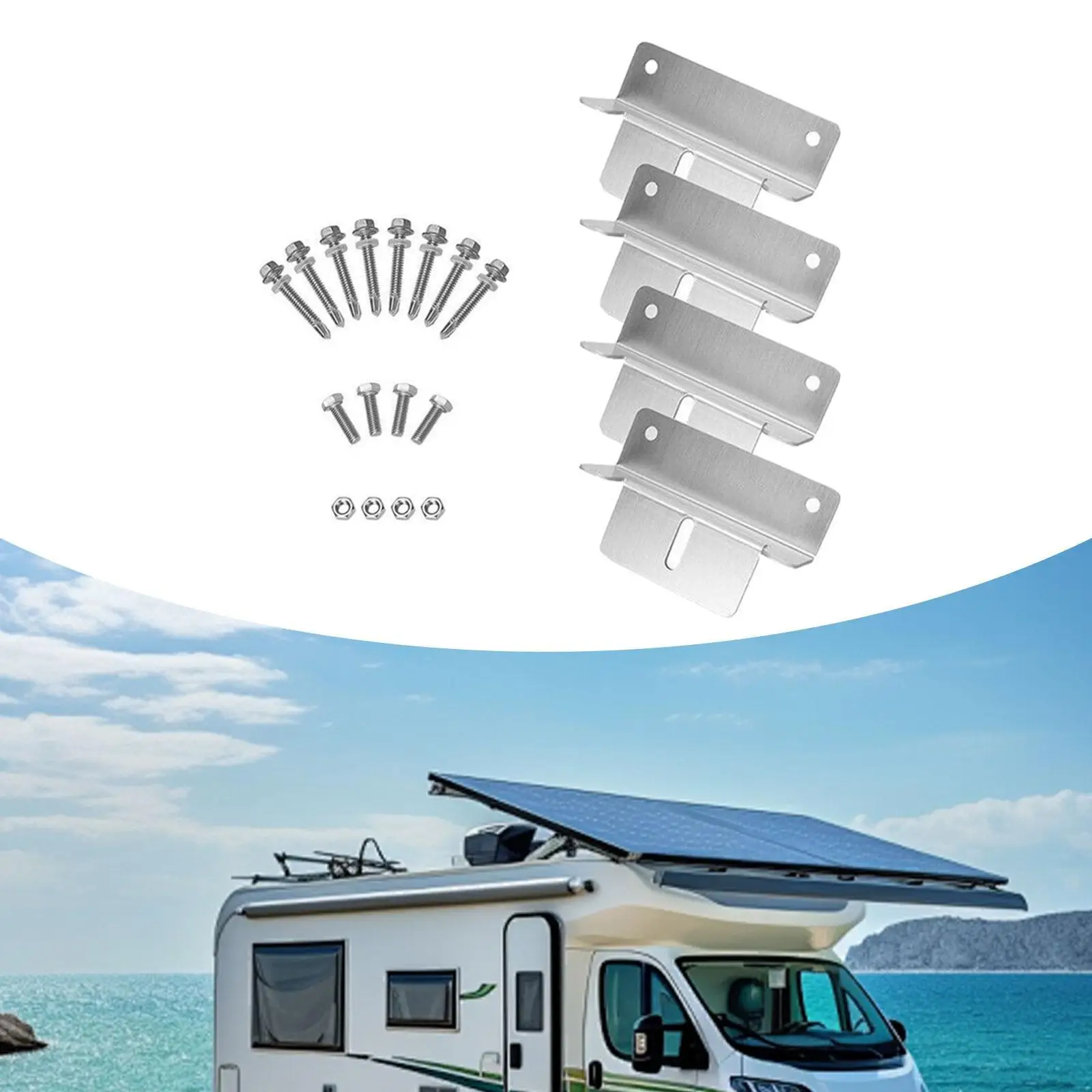 4 Pieces Solar Panel Z Bracket Mount Roof Installation Easy Installation Aluminum Alloy Holder for Walls Rvs Vans Boats Campers