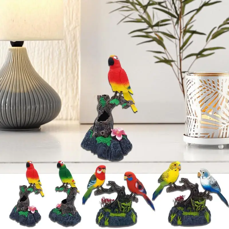 Talking Parrot Realistic Singing & Chirping Parrot Voice Controlled Birds Animal Home Decor Ornament Kids Birthday Gift