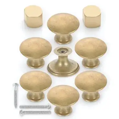 

7Pcs Round Brass Cabinet Knobs Drawer Pulls for Kitchen Cupboard Wardrobe Dresser Handles Durable Long-Lasting Hardware