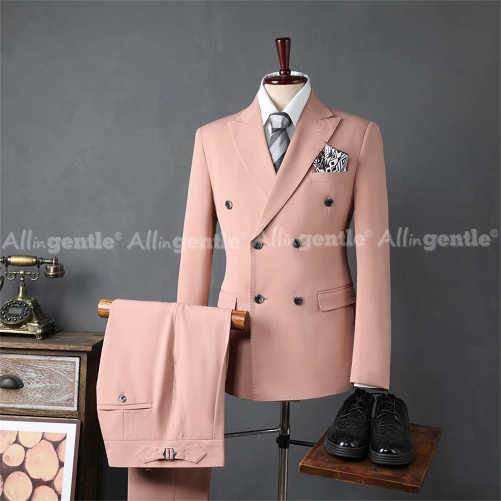 3 Piece Suit Men Double-Breasted Slim Fit Formal Wedding Long Sleeve Mens Suits Dress Groom Business Party Attire