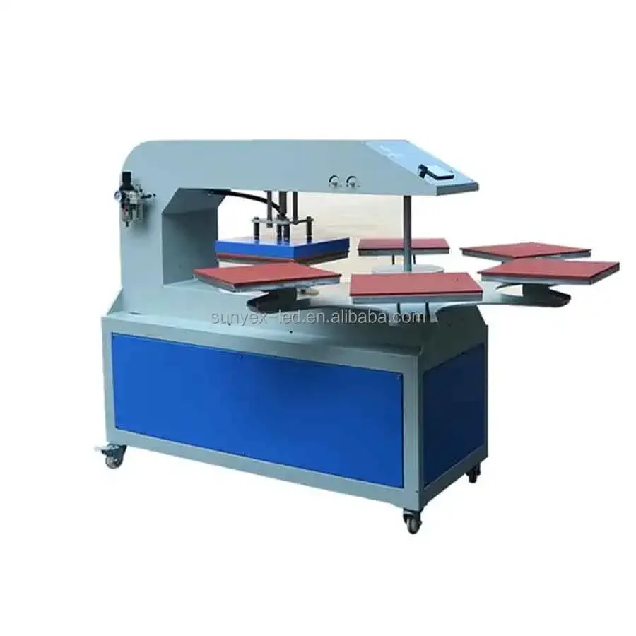 15*15 Cm Factory Price Automatic Pneumatic Sublimation Rotary Six Worktable Heat Press Machine Garment Provided Flatbed Printer