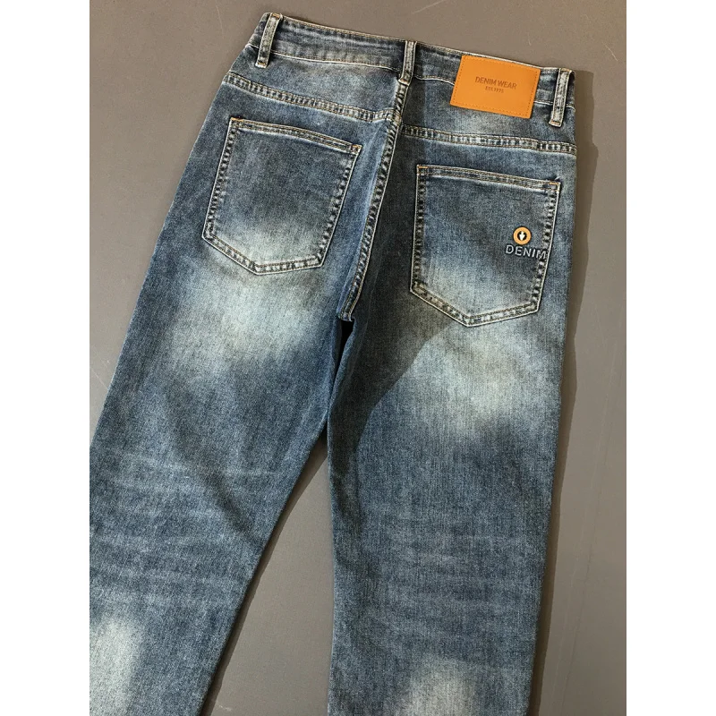 

Light luxury and simple spring/summer jeans for men 2025 new style soft elastic denim slim fit small feet blue long pants