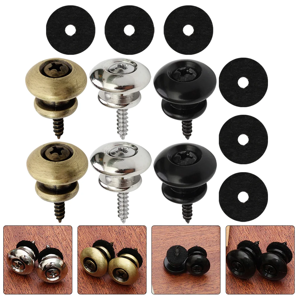 

6 Pcs Guitar Strap Button Retainer System Buttons Bass Straps Pegs Instrument Buckles Attachment Lock