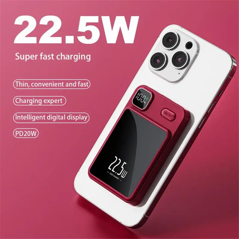 Magnetic Wireless Power Bank 100000mAh Portable Charger with 15W Fast Wireless Charging 22.5W USB PD LED Display Power Bank 2025