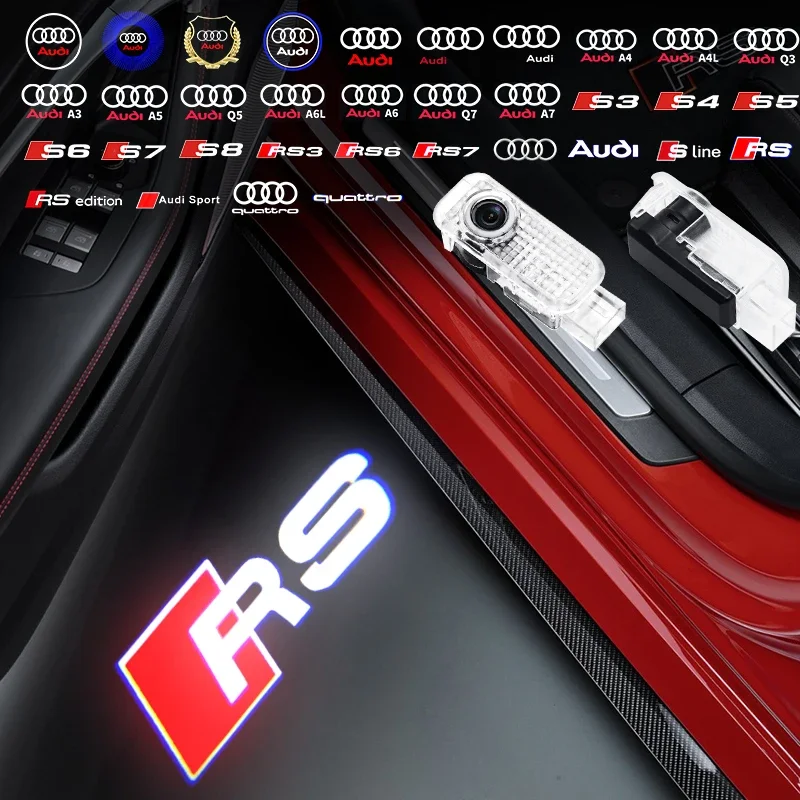 

Светодиодная подсветка дверей автомобиля с 3D-проектором логотипа для Audi A3 8V 8P 8L A4 B5 B6 B7 B8 B9 A6 C5 C6 C7 C8 A5 8T A8 Q3 Q5 Q7 TT S3 S6