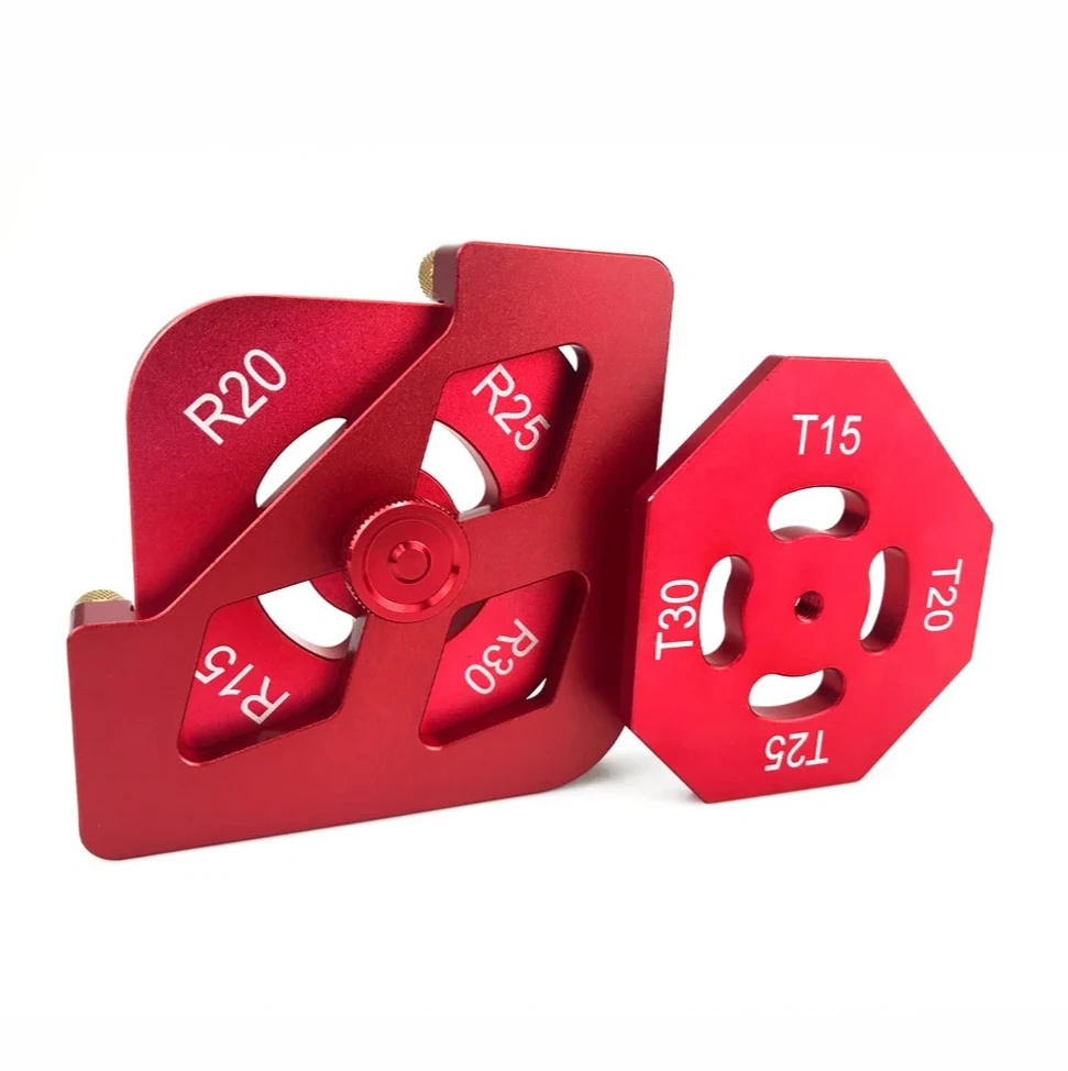 

Multi-Function Round Corner & Chamfer Template Kit, Arc/T Gauge Jig for Trimming Machine, Wood Edge Locator Tool Set