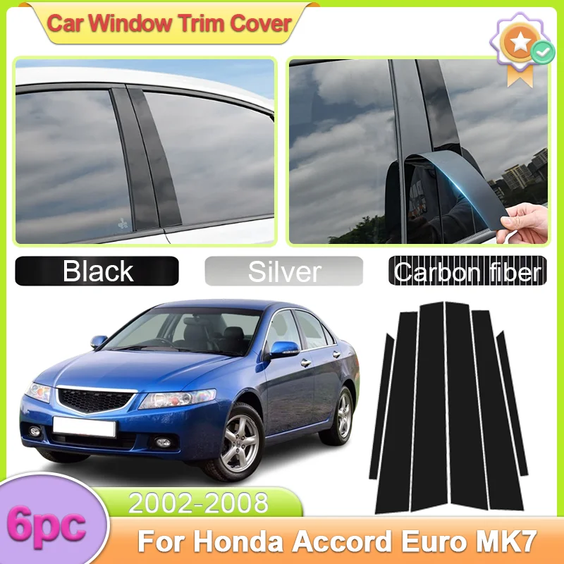 

Window Trim Cover For Honda Accord Euro MK7 2002-2008 Pillar B C Column Door Decal Stickers Black Carbon Fiber Silver Accessorie