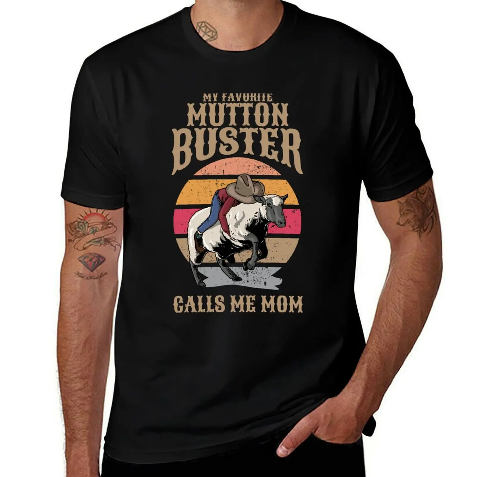 My Favorite Mutton Buster Calls Me Mom, Sheep Riding T-Shirt Classic Basic Casual T-Shirt