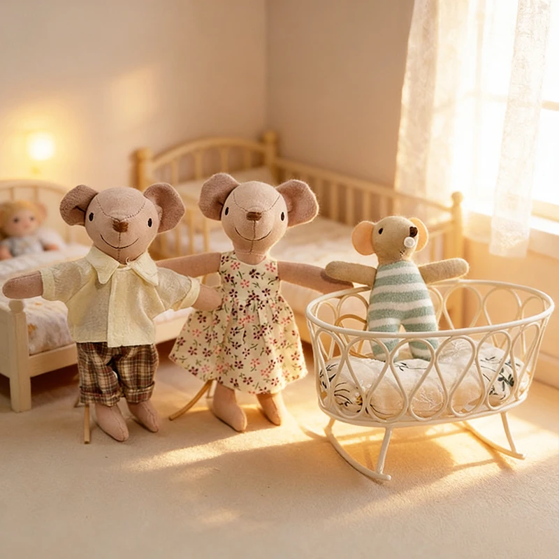 Poppenhuisaccessoires 1:8-1:12 schaal mini gietijzeren wieg slaapbank, geschikt voor poppenhuismeubilair, model huisdecor