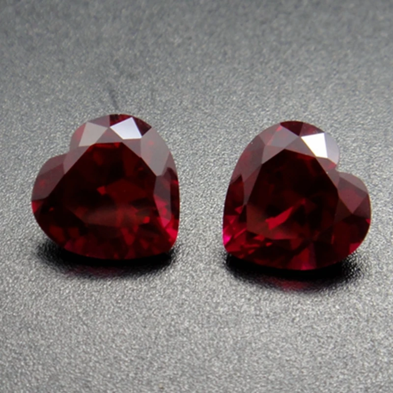 Pretty Fluorescent Ruby Pass UV Test Heart Cut 15×15mm 15.0ct VVS Loose Gemstone for Jewelry Making DIY Precious Stone
