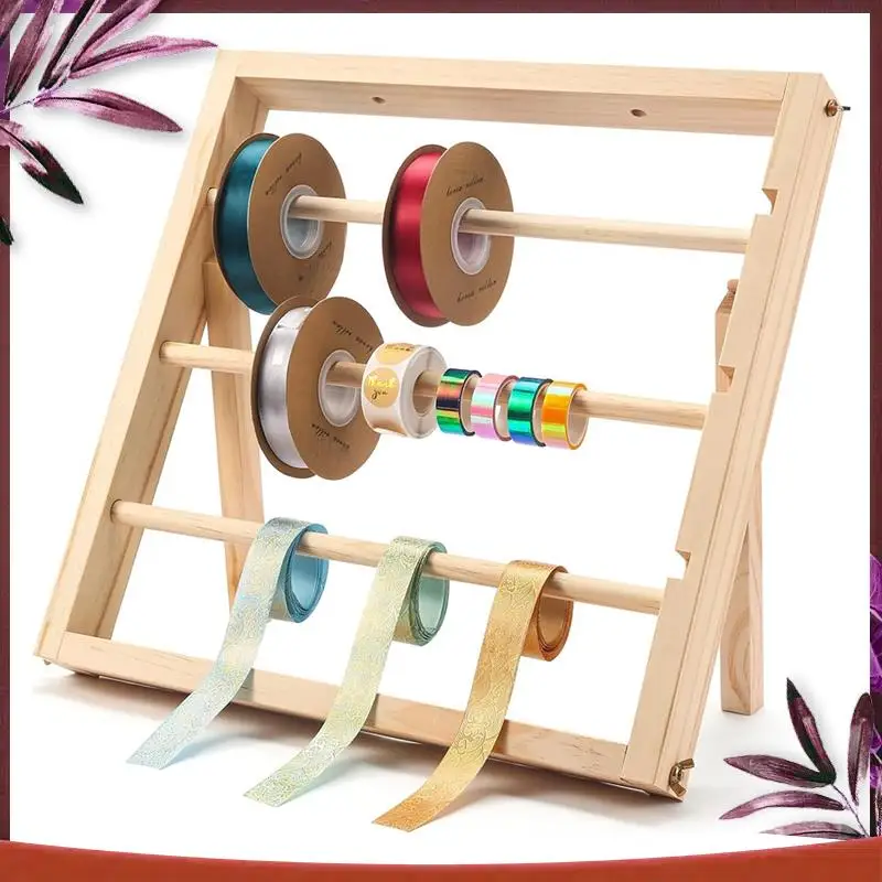 

Ribbon Storage Rack Wooden Ribbon Spool Holder For Craft Mesh Ribbon And Washi Tape Arts And Crafts Supplies Wood Color 1 Piece