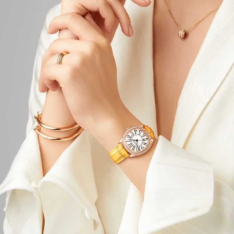 Mark Fairwhale Ladies Quartz Movement Watch with Leather Strap Fashion Irregular Dial Women's Gift Watch