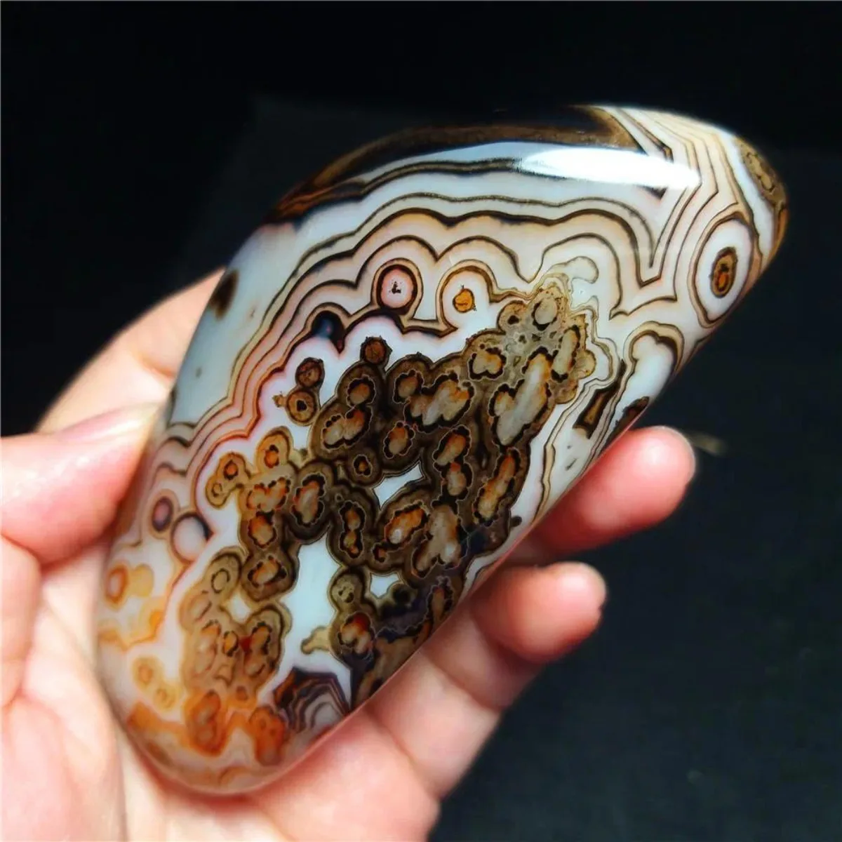 Translucent Beauty Banded Agate Palm Stone, Tumbled Polished, River Stone, Pendant Making, Natural Stone, Crystal Collection