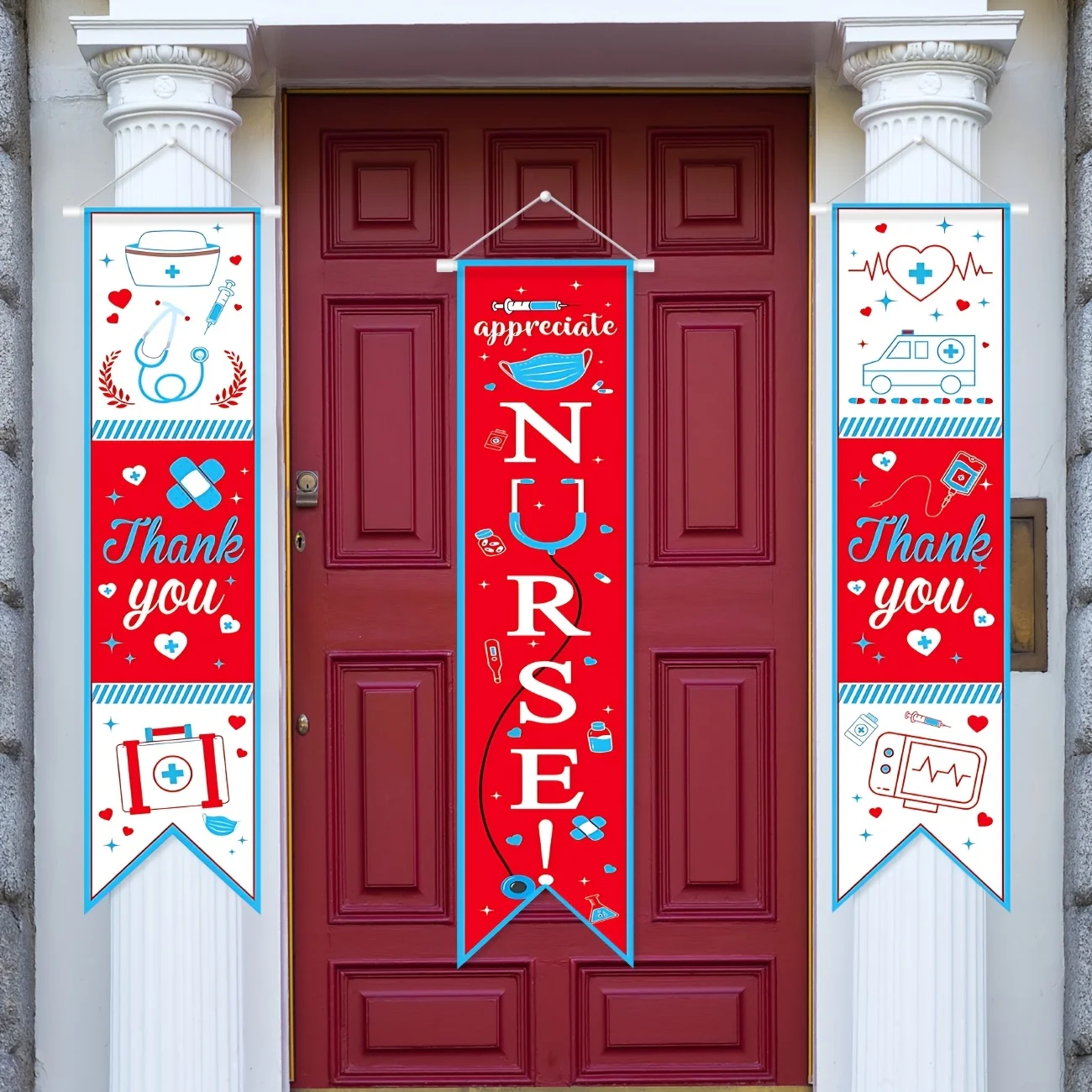 3 قطعة شكرا لك الممرضات لافتات الباب العمودي الممرضات التقدير أسبوع معلقة لافتات الباب شكرا لك ممرضة زينة الحفلات #5