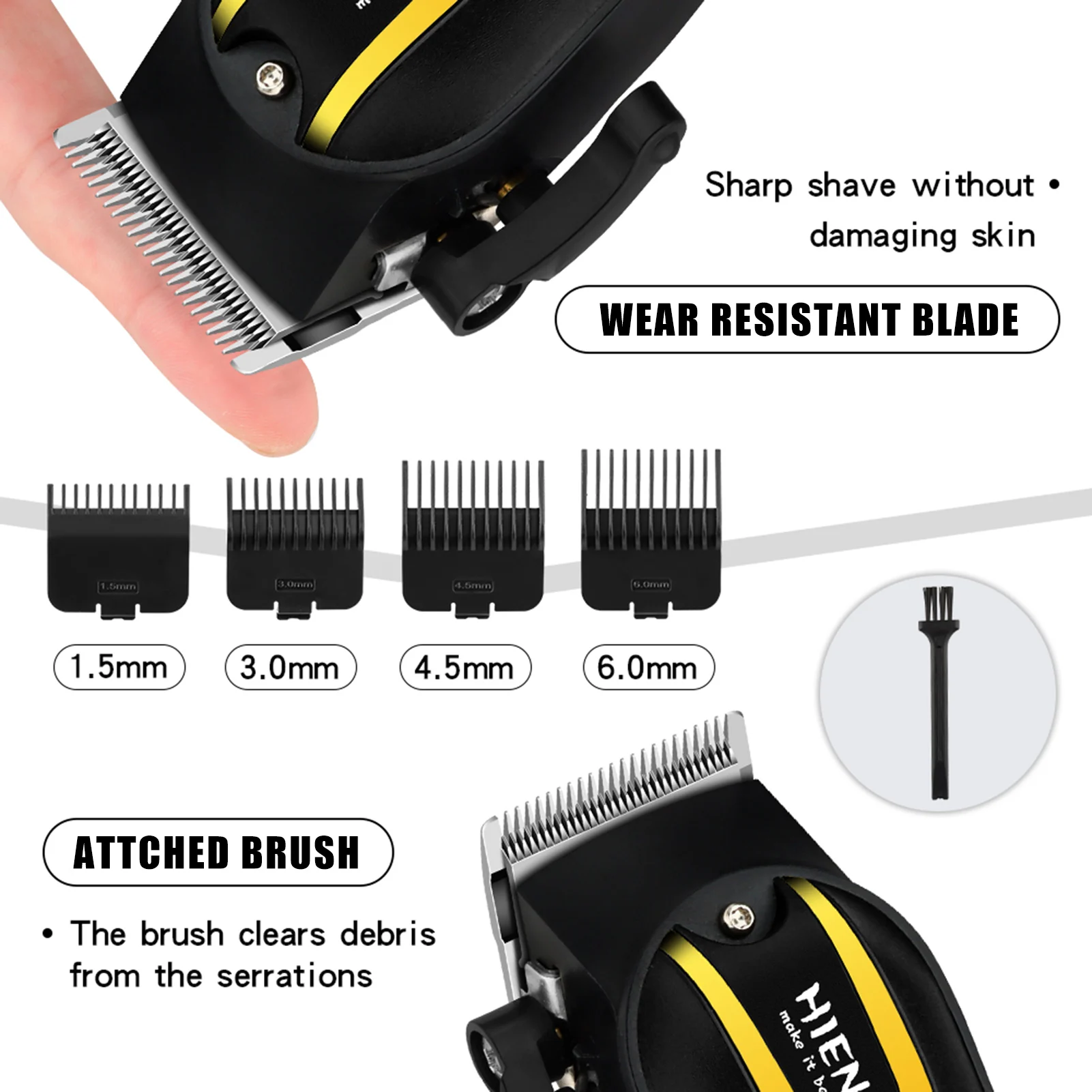 ماكينة قص الشعر HIENA للرجال، ماكينة تشذيب الشعر اللاسلكية القابلة لإعادة الشحن، ماكينة حلاقة احترافية لقص الشعر