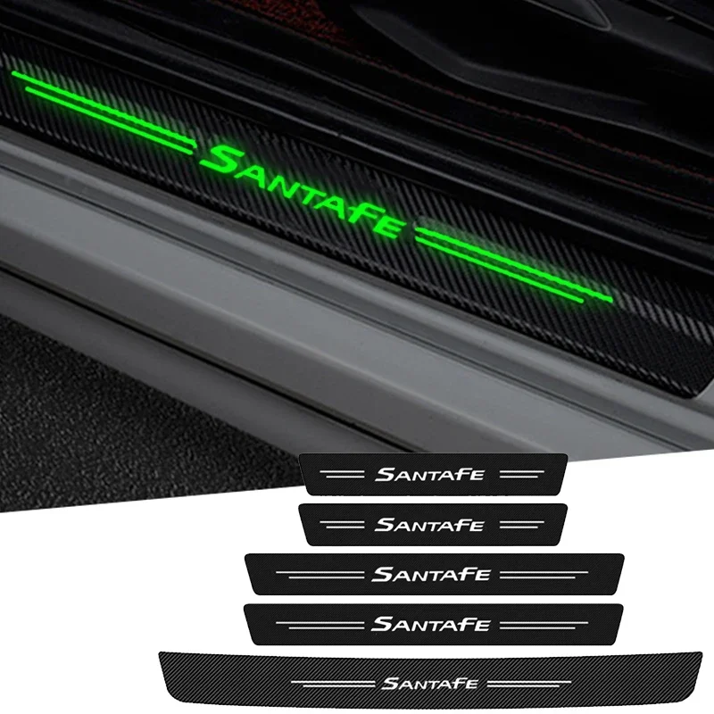 Luminous Car Rear Trunk Door Sill Threshold Strip Film Decals Sticker for Hyundai Santa Fe Logo Accent Tucson Kona Elantra Azera