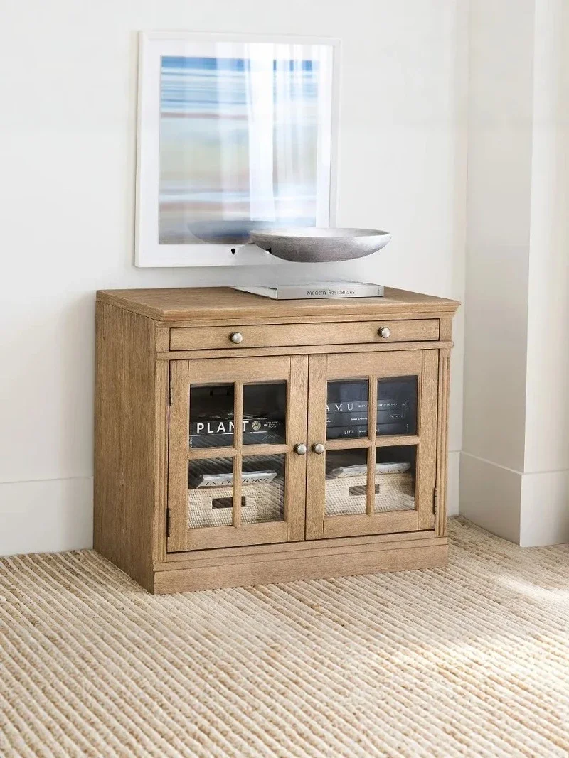 Country Solid Wood TV Cabinet Retro Combination Cabinet Natural Wood Style Sideboard High-End FurnitureN20
