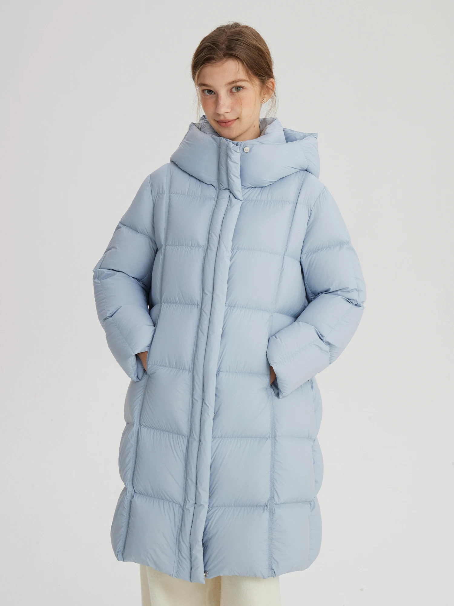 

Женская длинная пуховая куртка Bruland с капюшоном, 90% белый пух, теплая, ветрозащитная, на молнии, для повседневной носки, из улучшенного нейлона