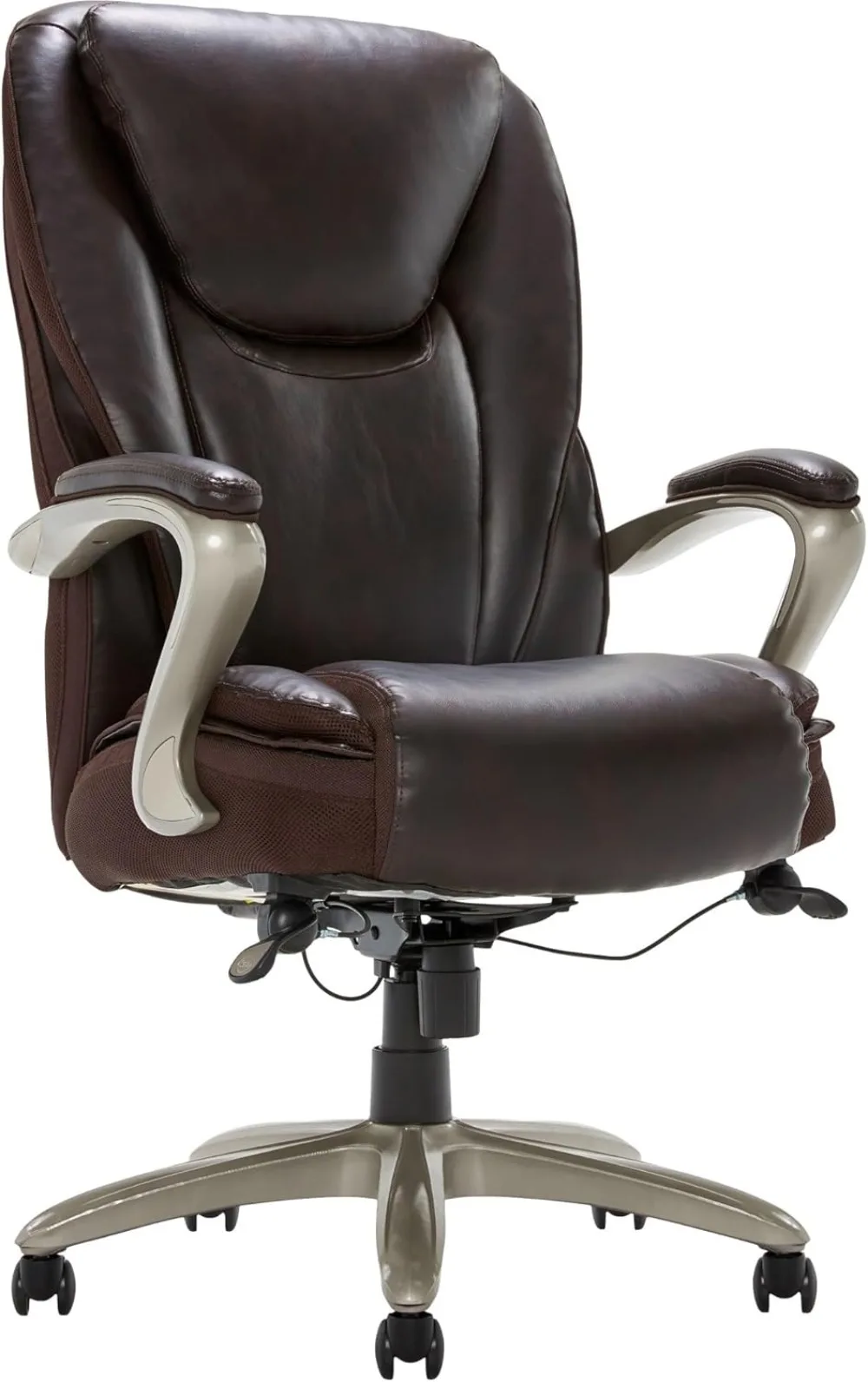 Smart Layers™ Hensley Big & Tall Ergonomic Bonded Leather High-Back Office Chair, Roasted Chestnut/Satin Nickel