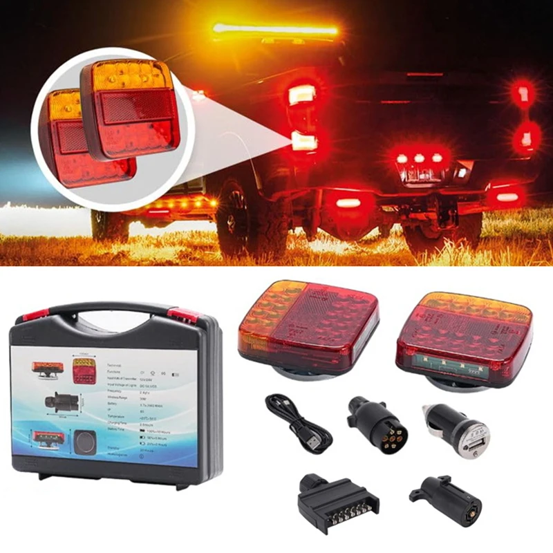 

Magnetic Wireless LED Trailer Rear Taillight Signal Warning Brake Lamp Truck Tail Light For Caravan RV Camper Lorry Truck