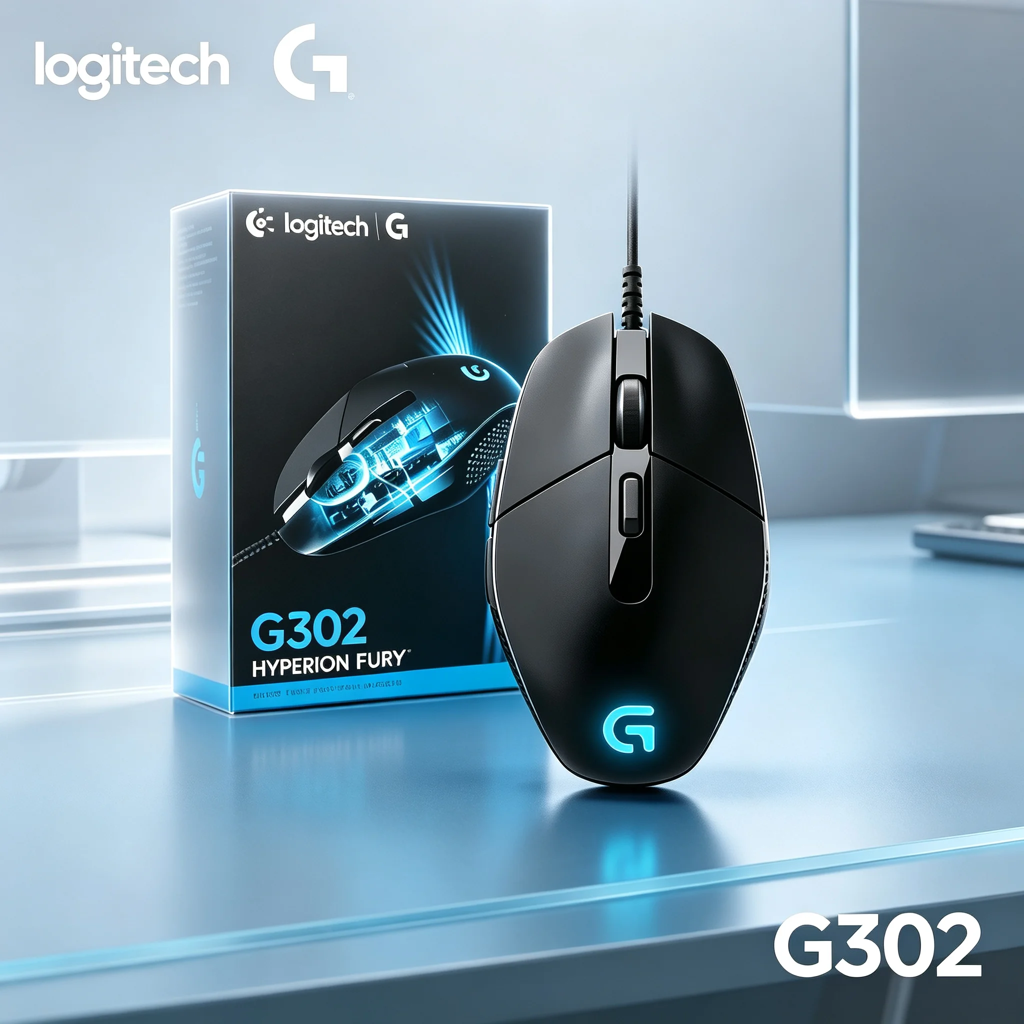 Logitech G302 Hyperion Fury Wired Gaming Mouse 6 Programmable Buttons RGB Backlight USB Mice For Gaming & Office