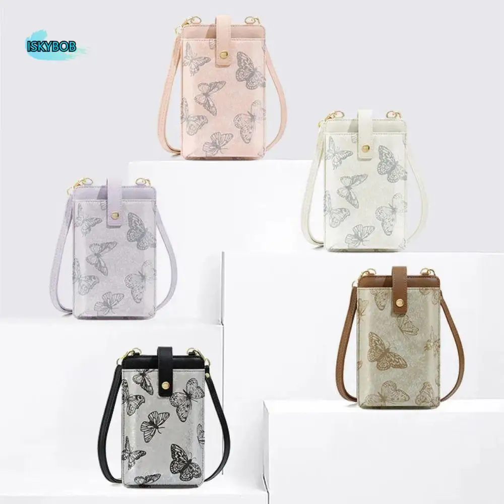 

Сумка для мобильного телефона с бабочкой, многофункциональная сумка через плечо из искусственной кожи для телефона, модный подвесной кошелек, женская сумка-мессенджер, уличная сумка