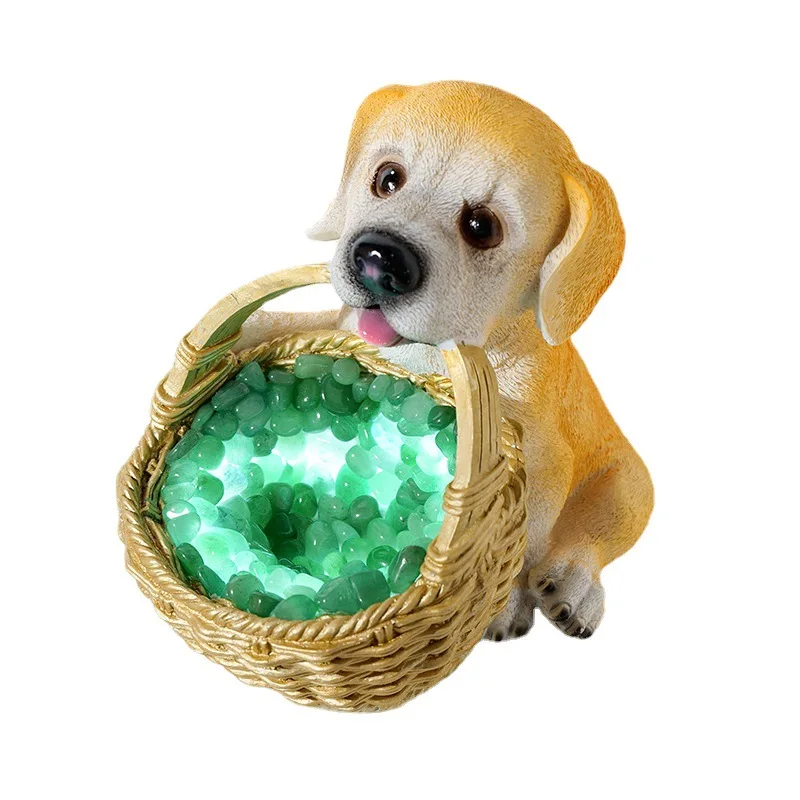 

Natural crystal gravel, dog golden bamboo basket creative usb plug-in home crystal ambient light ornament
