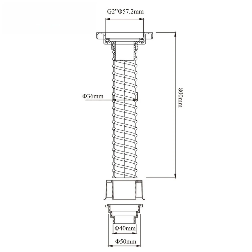 Universal= 57mm Kitchen Sink Drain Pipe With Steel Wire Reinforcement 80cm Heat Resistant PVC Hose For Home Plumbing