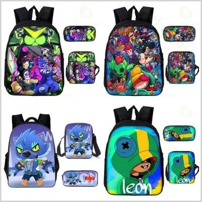 3pcs/Set Games Backpack New Cartoon Backpack Shoulder Bags Pencil Case 3D Print School Bag Student Mochilas Back To School