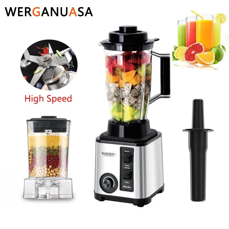 3 in 1 Professional Blender for Shakes Smoothies Stainless Steel High Speed Kitchen Ice Blender Frozen Drinks Maker