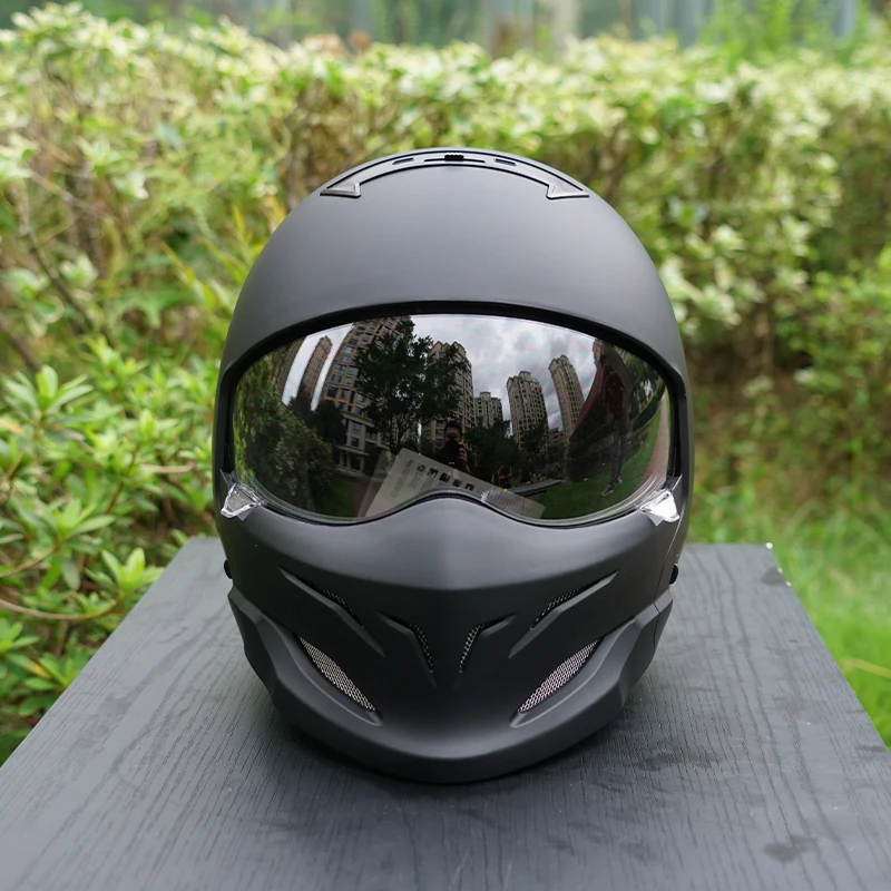

Black Matte Motorcycle Helmet Men Stylish Full Face Winter Removable Front Face